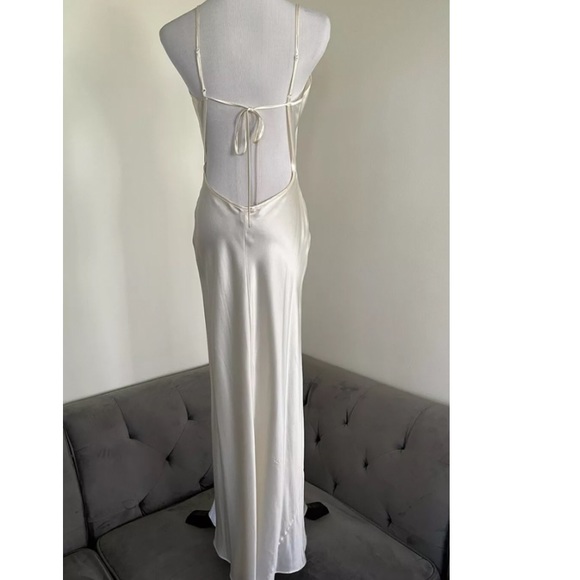 Vintage Y2K Backless 100% Silk Dress Mesh Bodice Beaded Silk Dress - Picture 7 of 16